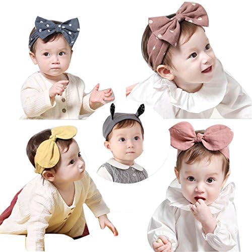 Wemi5 Pcs Super Cute Baby Girls Toddler Elastic Headbands Turban Knot Hairband Headwear