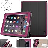 New iPad 2017/2018 case, Protective iPad 9.7 inch Smart Cover Auto Sleep Wake with Leather Stand Feature for Apple 5th/6th Generation (A1822/A1823/A1893/A1954) New iPad (Black/Rose)