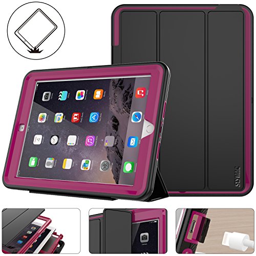 New iPad 2017/2018 case, Protective iPad 9.7 inch Smart Cover Auto Sleep Wake with Leather Stand Feature for Apple 5th/6th Generation (A1822/A1823/A1893/A1954) New iPad (Black/Rose)