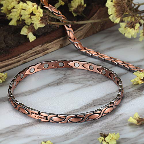 RainSo Elegant Copper Magnetic Therapy Anklets for Women Pain Relief for Arthritis Adjustable