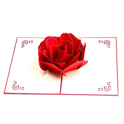 Snowinspring 3d Pop Up Rose Merci Cartes Postales De Fleurs
