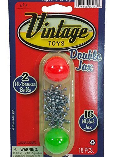 Vintage Toys Double Jax Retro 2 Hi-Bounce Balls & 16 Metal Jacks In/Outdoor Toy small