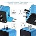 Universal Travel Adapter, Worldwide International Power Adapter with 4 USB Ports, All in One Wall Charger AC Travel Plug Adapter Converter for UK USA EU AUS Asia China Ireland Thailand 180+ Countries