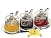 FOLOBE Premium Quality Clear Acrylic condiment set spice box with spoon seasoning salt pepper spice cans kitchen accessories 12x3.94x4.96inches