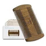 Xpreen Wood Comb, Double Different Densities Brush, Anti-static Handmade Green Sandal Wood Beard Hair Mustache Comb