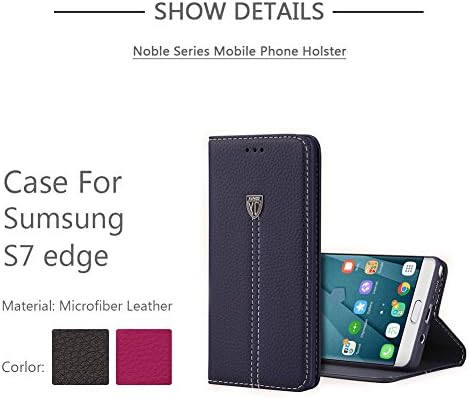 Galaxy S7 Edge Case, Newnet Leather PU Premium Wallet Case with STAND Flip Cover for Samsung Galaxy S7 Edge (Blue)