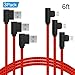ANSEIP Right Angle Micro USB Cable 6ft 3 Pack 90 Degree Android Charger Cable Fast Charging Micro Data Braided Charger Cords and Data Sync Compatible with Android Smartphones(Red Black,6Feet)