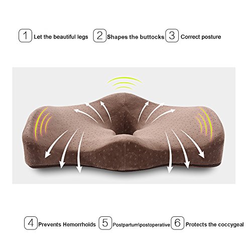 image for Orthopedic Memory Foam Seat Cushion for Lower Back Sciatica Coccyx Hem