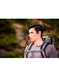 AfterShokz Sportz Audífonos de titanio, con orejas descubiertas, tipo diadema, con tecnología Bone Conduction, con micrófono. Uno Negro ónice