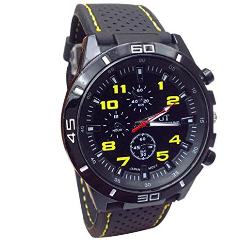 2019 Sport Wrist watch Quartz Watch Men Military Watches Silicone Fashion Hours (yellow)