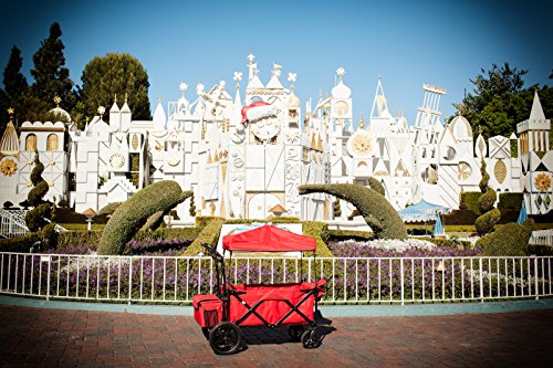 Black Push Pull Handle with Rear Foot Brake Outdoor Sport Folding Stroller Wagon Baby Trolley W/Canopy Garden Utility Travel CART - Thumbnail 4