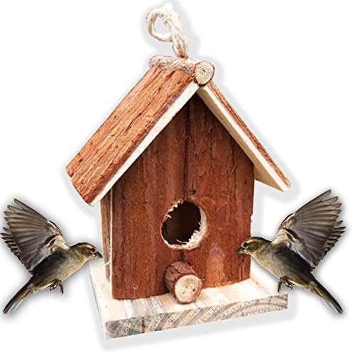 TIHOOD Wood Bird House, Retro Country Cottages Bird House Nest for Dove/Finch/Wren/Robin/cedarand/Sparrow Small Animal/Hummingbird/Throstle/Tit,Lark etc