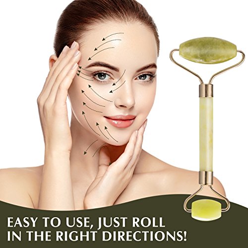 image for SHISOH Jade Roller for Face + Convenient Gua Sha Scraping Massage Tool