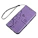 LG K20 Plus Case, LG K20 V Case, LG K10 2017 Case, YOKIRIN Wrist Strap Flip Kickstand PU Leather Wallet Cover Embossed Floral Butterfly with ID&Credit Card Holder 3D Elephant Dust Plug, Purple