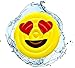 PREMIUM 5 ft Round Inflatable Heart Eyes Emoji Pool Float Raft with Free Pump Ages 5 - 128