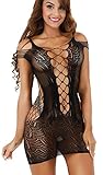 Freemale Women Sexy Mesh Lingerie Fishnet Babydoll Mini Dress Free Size Bodysuit