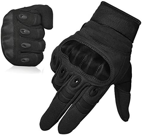Men's Outdoor Tactical Gloves Full Finger Military Combat Batting Cycling Motorcycle Gloves Hiking Racing Fitness Gloves- Black, L