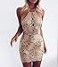 Mansy Women's Bandage Backless Strap Bodycon Party Dress,Gold,Small