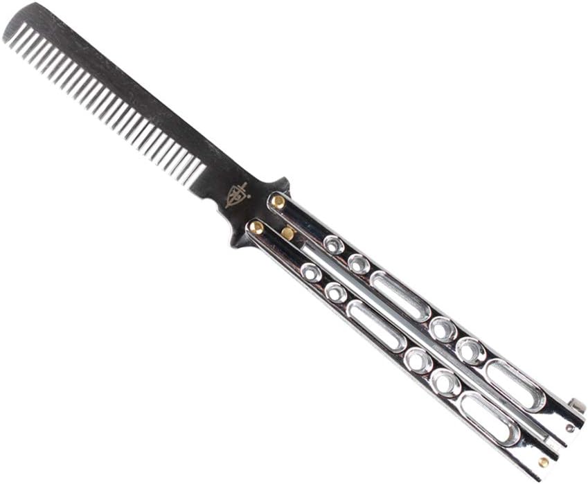 Pacific Solutions Light Weight Aluminum Butterfly Knife Comb Trainer with Chrome Balisong Style Handle