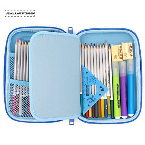 Monsters School Boys Hardtop Pencil Case Holder - Cool Toddlers Kids Pencil Box Pen Bag (Light Blue) - Thumbnail 5