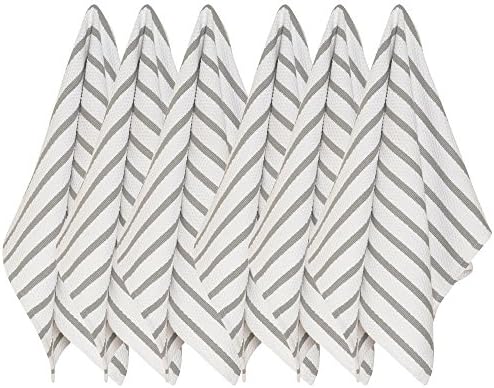 Now Designs Basketweave Kitchen Towel London Gray Stripe, Set of 6 140422