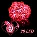 KINGSO Indoor String Pink Rose Lights 20 LED Battery Operated Flower Design Hanging Outdoor String Lights for Wedding Garden Christmas Decor Pink