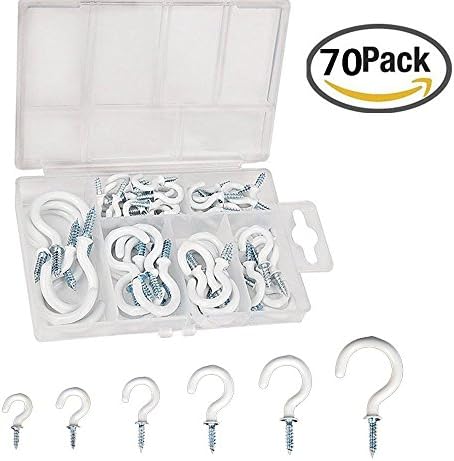 COLIBYOU 70 Pieces Ceiling Hooks Cup Hooks Assortment Kit, 6 Sizes