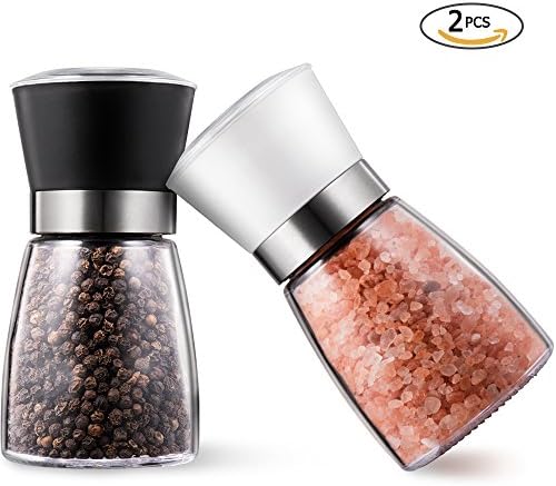 Salt and Pepper Grinder Set, 95 Alumina Ceramic Rotor,High-efficient Salt Grinder&amp;Pepper Mill