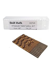 Paquete de 12 brocas con revestimiento de nitruro de titanio, acero de alta velocidad, longitud de la jobber, para metal, plástico, madera