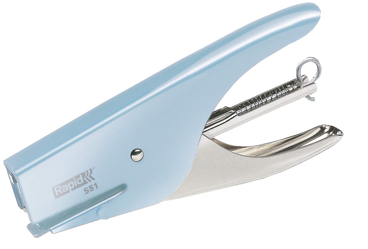 Rapid Retro S51 Stapling Pliers, 15 Sheet Capacity, Uses No. 21 Staples, Ergonomic Design, Metal, Fondant Blue, 5000508