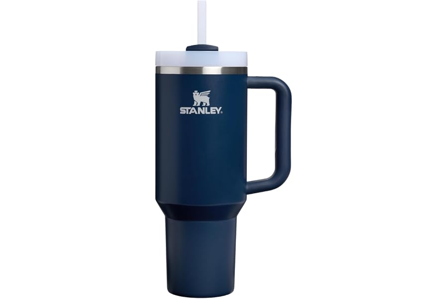 STANLEY Quencher H2.0 Flow State Tumbler, 40 oz, Dark Navy | Handle and Straw | 3-Position Lid | Cup Holder Compatible for Travel | Insulated Stainless Steel Cup | BPA-Free