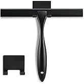 Shower Squeegee, 10-Inch Matte Black Squeegee, All-Purpose Stainless Steel Squeegee for Bathroom, Shower Doors, Mirrors, Tile