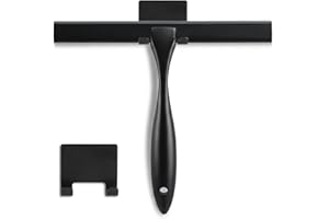 NETANY Shower Squeegee, 10-Inch Matte Black Squeegee, All-Purpose Stainless Steel Squeegee for Bathroom, Shower Doors, Mirrors, Tiles and Car Windows - 100% Streak Free