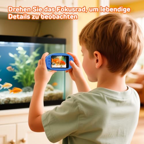 Ashfly Mobile Phone Digital Microscope for Children, 1080P HD 2.0 Inch Screen Pocket Microscope, Microscope LED Lights Connection to PC, Mini Microscope Outdoor Gifts for 4-12 Years, Blue