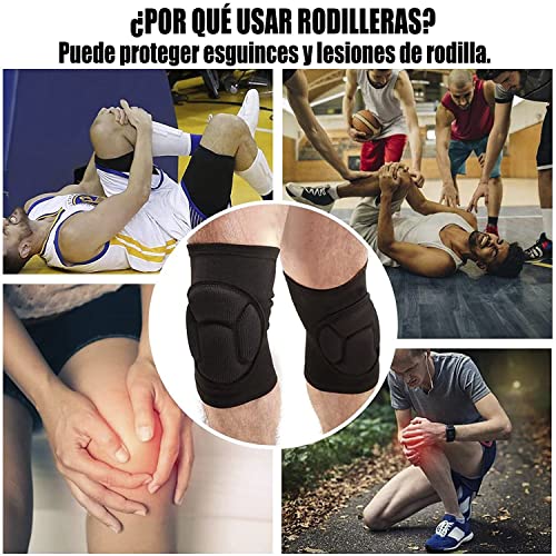 Rodilleras Voleibol, Rodilleras Deportivas, Rodilleras de Esponja Gruesa, Rodilleras Transpirables para Prevención de Colisiones para Deportes al Aire Libre, Correr, Gimnasio, Baloncesto (1 par)