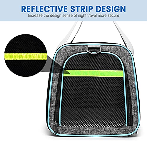 CATISM Cat Carrier,Airline Approved Pet Carriers,Collapsible 15 Lbs - Bearing Dog Carriers, 3 Openable mesh Windows and Escape-Proof Buckle for Pet\'s Journey Safe and Comfortable