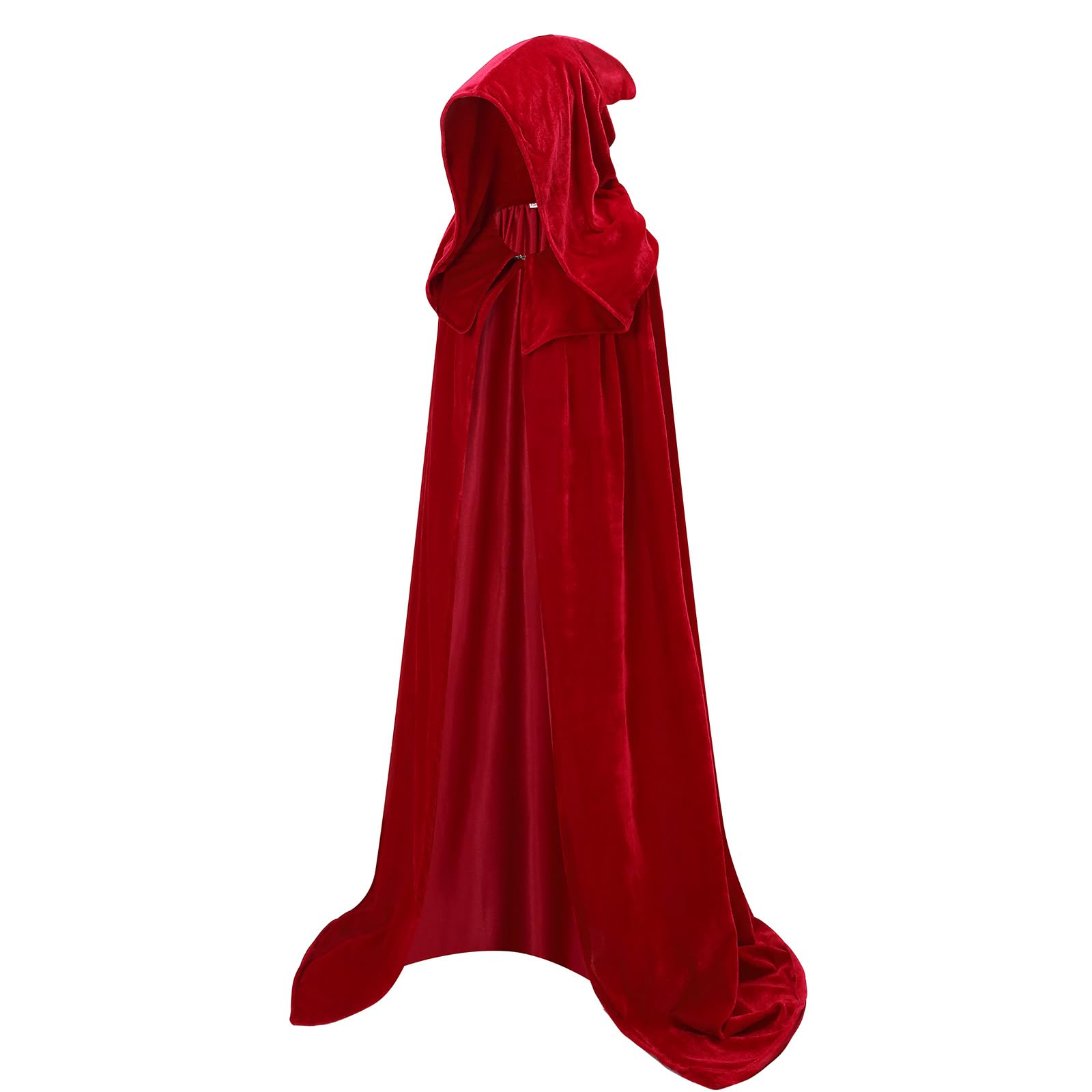 maxToonrain Red Cape Adult,Unisex Witch Velvet Vampire Cape Hooded Full Length Robe Cloak World Book Day Fancy Dress Halloween Costumes Accessories for Men(150)