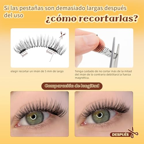 Pestañas magnéticas QUEWEL con aplicador, aspecto natural, no necesitan pegamento, reutilizables, suaves con aplicador, fáciles de usar y quitar(NZH-A-03)