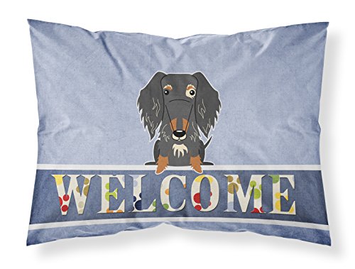 Caroline's Treasures BB5709PILLOWCASE Wire Haired Dachshund Dapple Welcome Fabr…