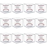 12 Pack UV Protected Acrylic Boxes for Display,Clear Display Case Baseball Cube Memorabilia Showcase Autograph Ball Protector