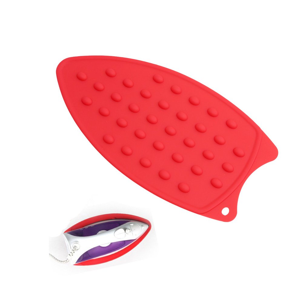 Tangser Multipurpose Silicone Iron Rest Pad for Ironing Board Hot Resistant Mat,Silicone Heat Resistant Iron Rest Pad (Red)
