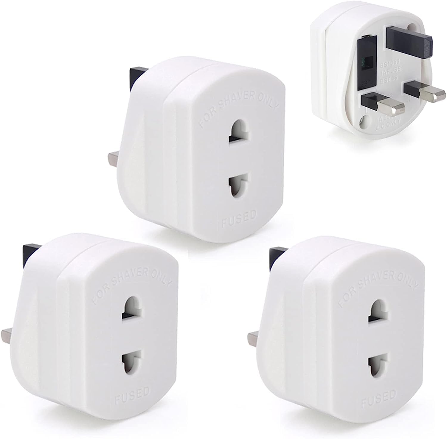 3PCS Shaver Adaptor Plug UK Charger Adapter, EU/US to UK Plug Travel Adapter, 2 Pin To 3 Pin Adapter Plug UK EU/US to UK Plug Adaptor, for Shaver Adapters/Toothbrush Plugs Adapters for Travel