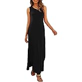 Hount Women's Casual Summer Sleeveless Dress Loose Split Maxi Dresses with Pockets