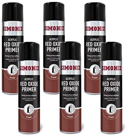 Simoniz Red Oxide Primer Aerosol Spray Paint 500ml 6 Pack