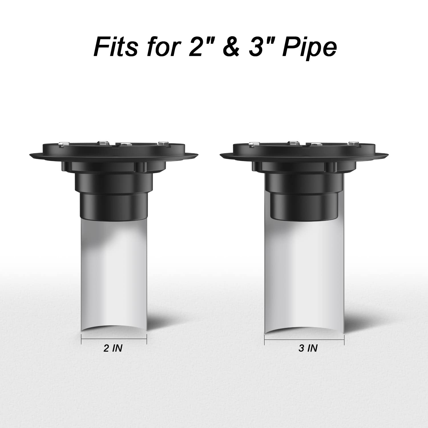 EXF Square Shower Drain 6 Inch Matte Black, Stainless Steel Shower Floor Drain Kit with ABS Flange, Removable Grid Grate, Hair Strainer, Not Fit for Bathtub