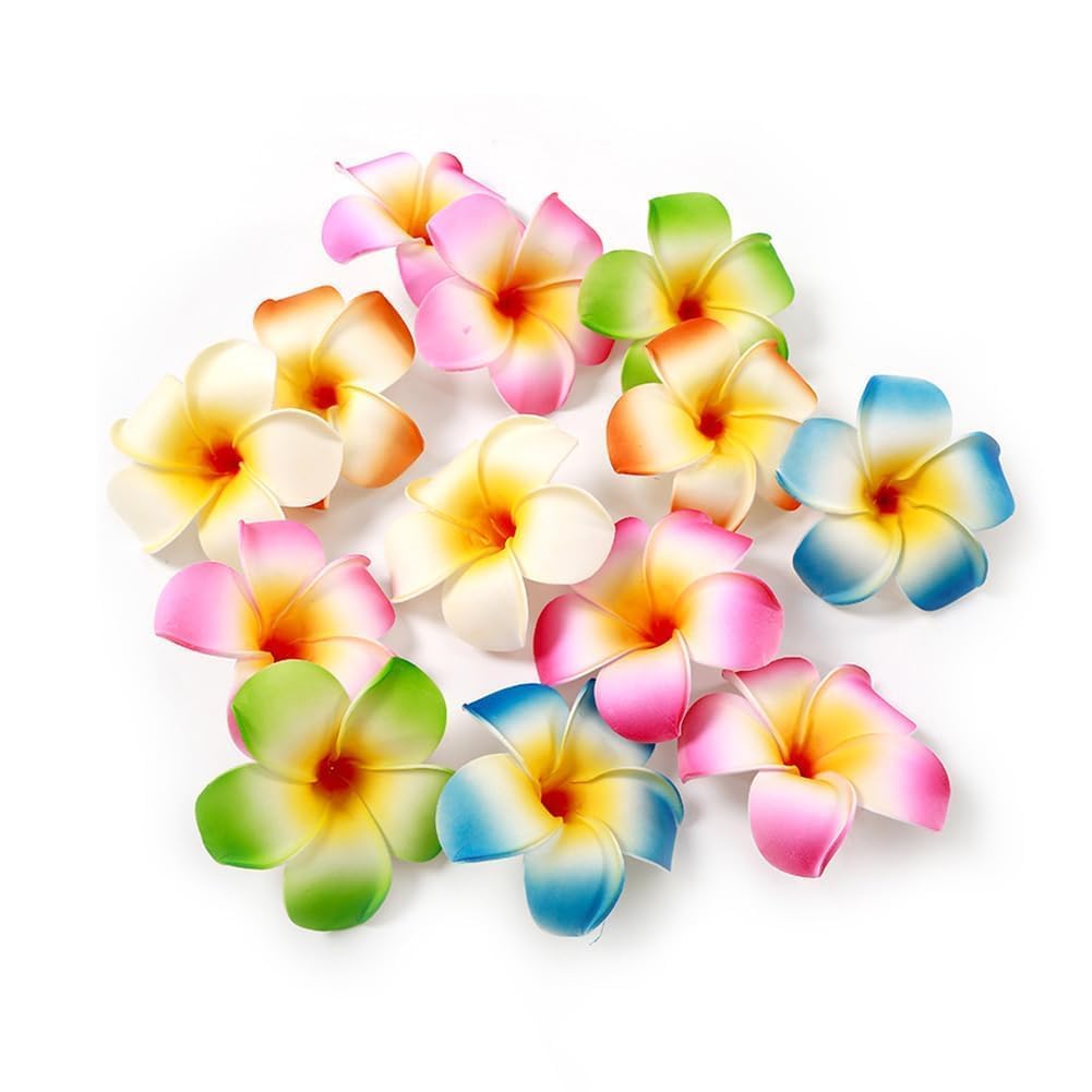 10Pcs Multicolor Hawaii Plumeria Flower Clips Hawaiian Flower Hair Accessories Hair Barrettes Beach Party Hair Clips Artificial Tropical Hairpins for Wedding (7cm)