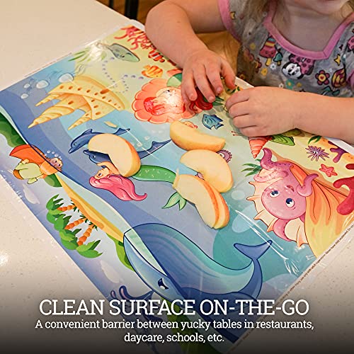 Klean Kids Mermaid Disposable Placemats for Toddlers and Baby (40 Pack