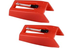 PRETYZOOM Vintage Red Crystal Gramophone Needle Stylus Pair with Aluminum Rod for Turntable Record Player