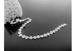Feyarl 3 Yards Rhinestone Trim Chain Crystal Rhinestone Chain Ribbon Applique Strips String Crafts Bling Sewing Embellishments DIY for Dress Wedding Christmas Costume Jewelry Decor (0.39'' Wide)