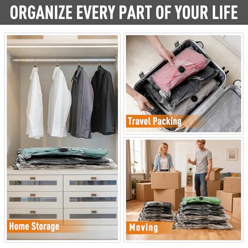 16 Pcs Vacuum Storage Bags,Travel Vacuum Storage Bag with Wireless Charging Pump,for Compressing and Organizing Luggage,Travel Bags,and Clothing, Saves Space,High Efficiency and Portability